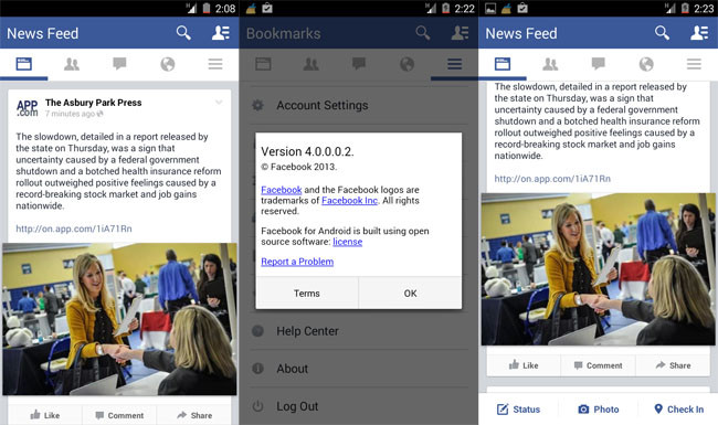 Facebook 4.0 Beta para Android comienza a probar una nueva interfaz
